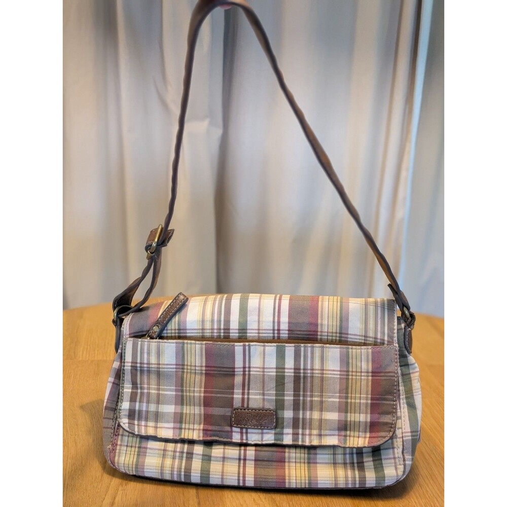 Vtg Relic By Fossil Tartan Plaid Brown Crossbody Messenger Bag, Lots Of Pockets!